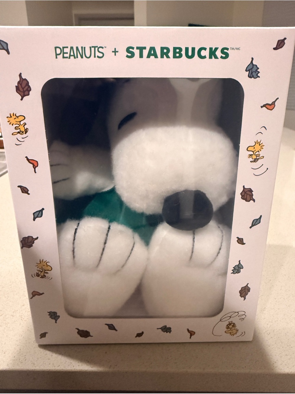 Starbucks Peanuts Snoopy Plush Dog Toy in White and Green